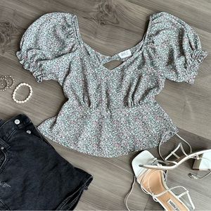 Floral Puff Sleeve Top